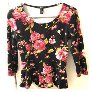 Floral forever21 peplum top large